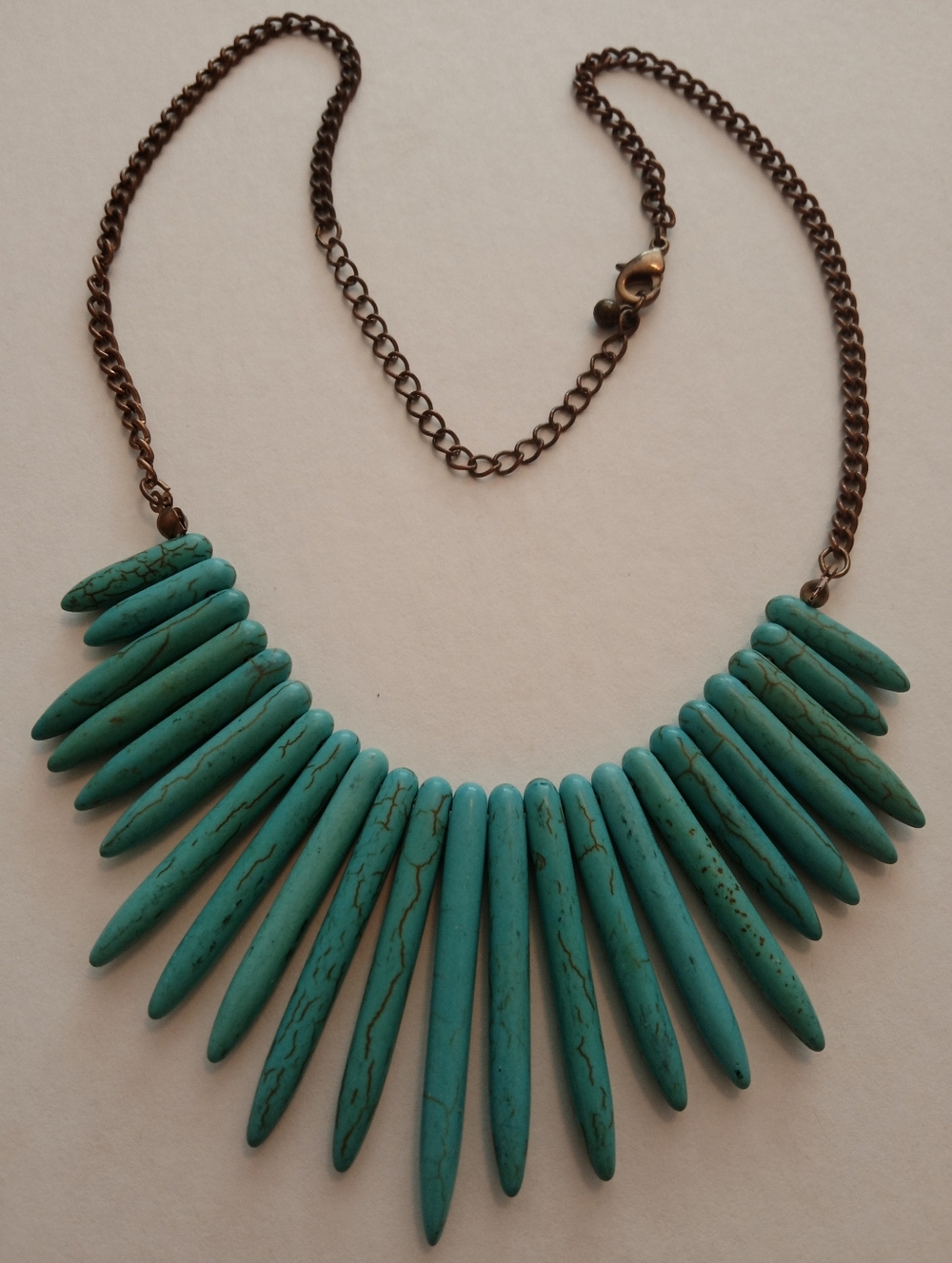 #1211.  Semi Precious Stone, Faux Turquoise, Statement Necklace